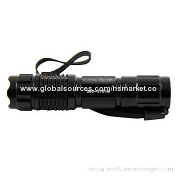 365nm UV LED Flashlight, 1x AA/1x 14500 Battery, Aluminum Body, Aluminum Body WaterproofNew